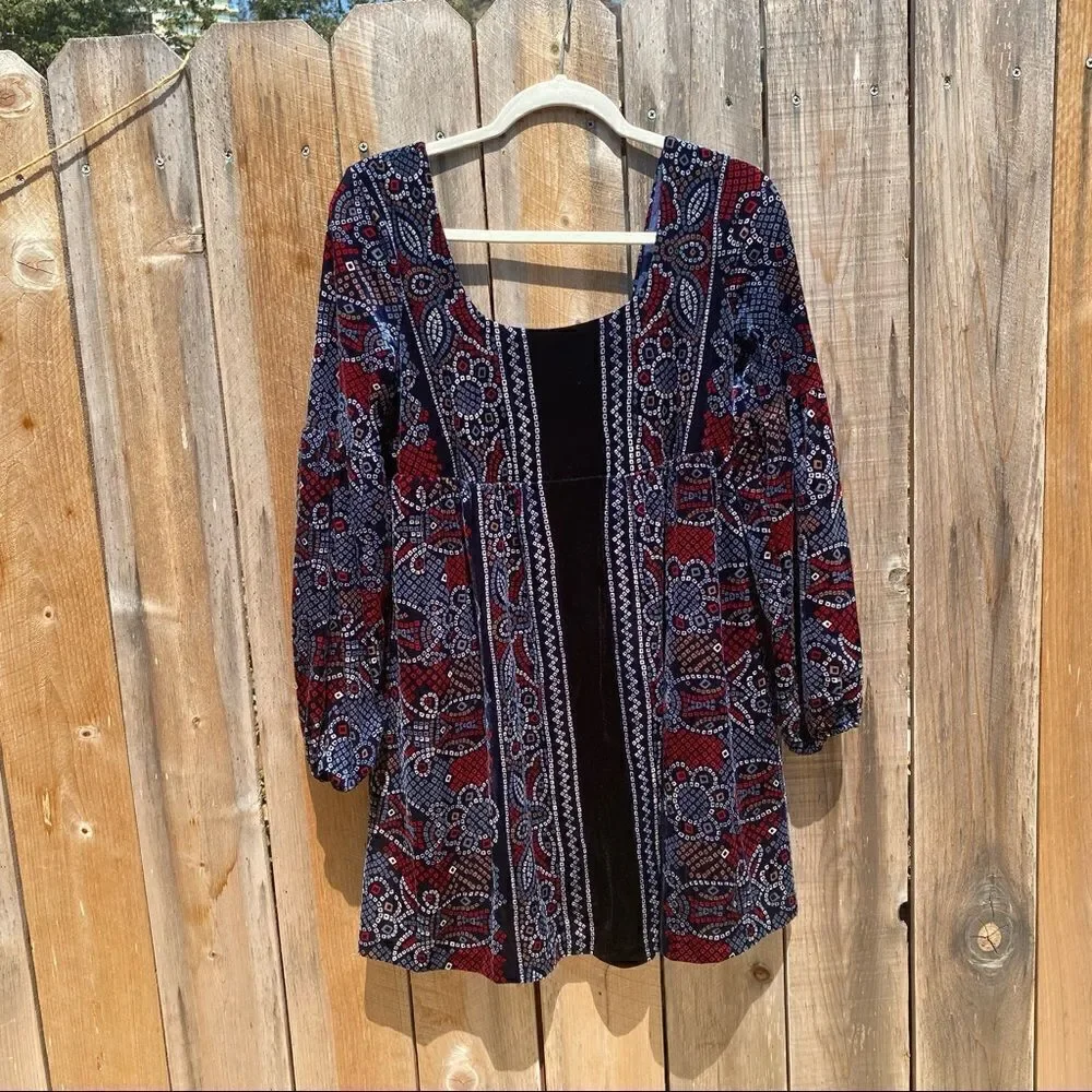 Free People Stretch velvet Oh so easy babydoll dress